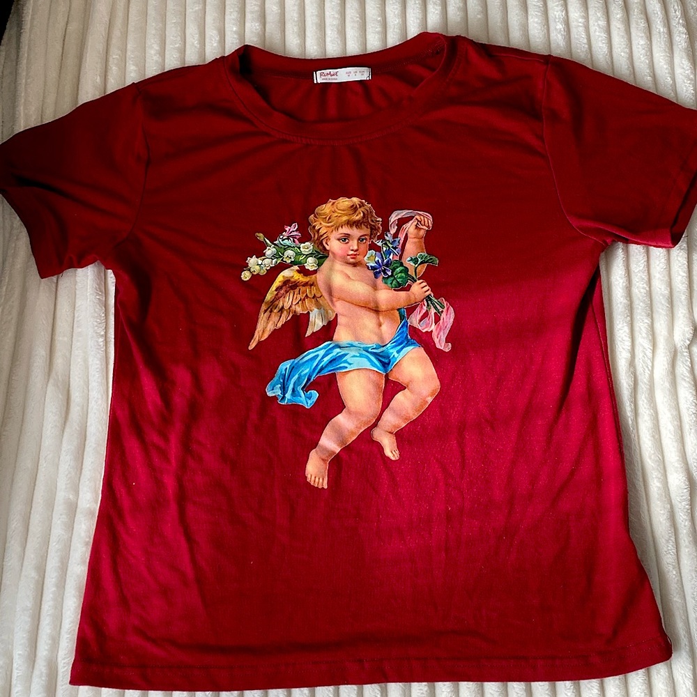 Romwe velvet angel shirt.